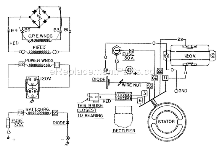 Page E Diagram and Parts List for  Briggs and Stratton Generator